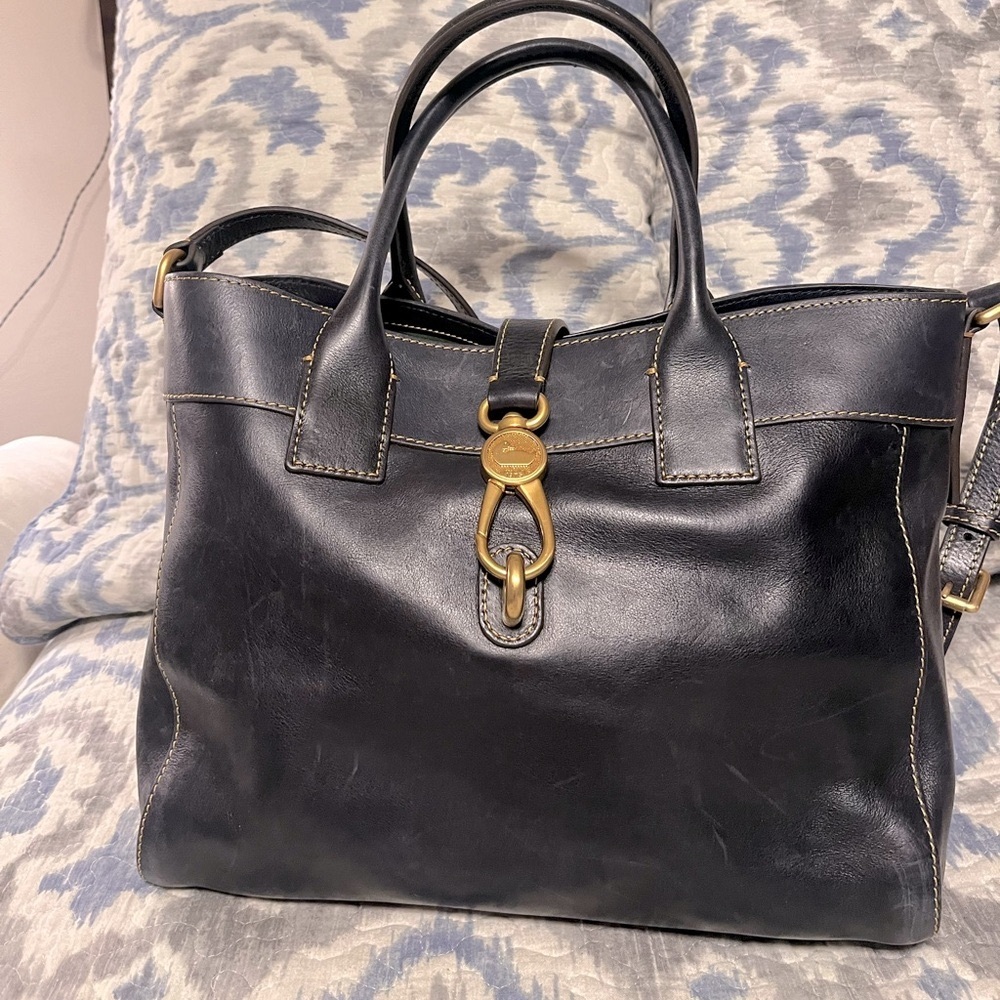 Dooney  and Bourke Navy bag with gold hardware